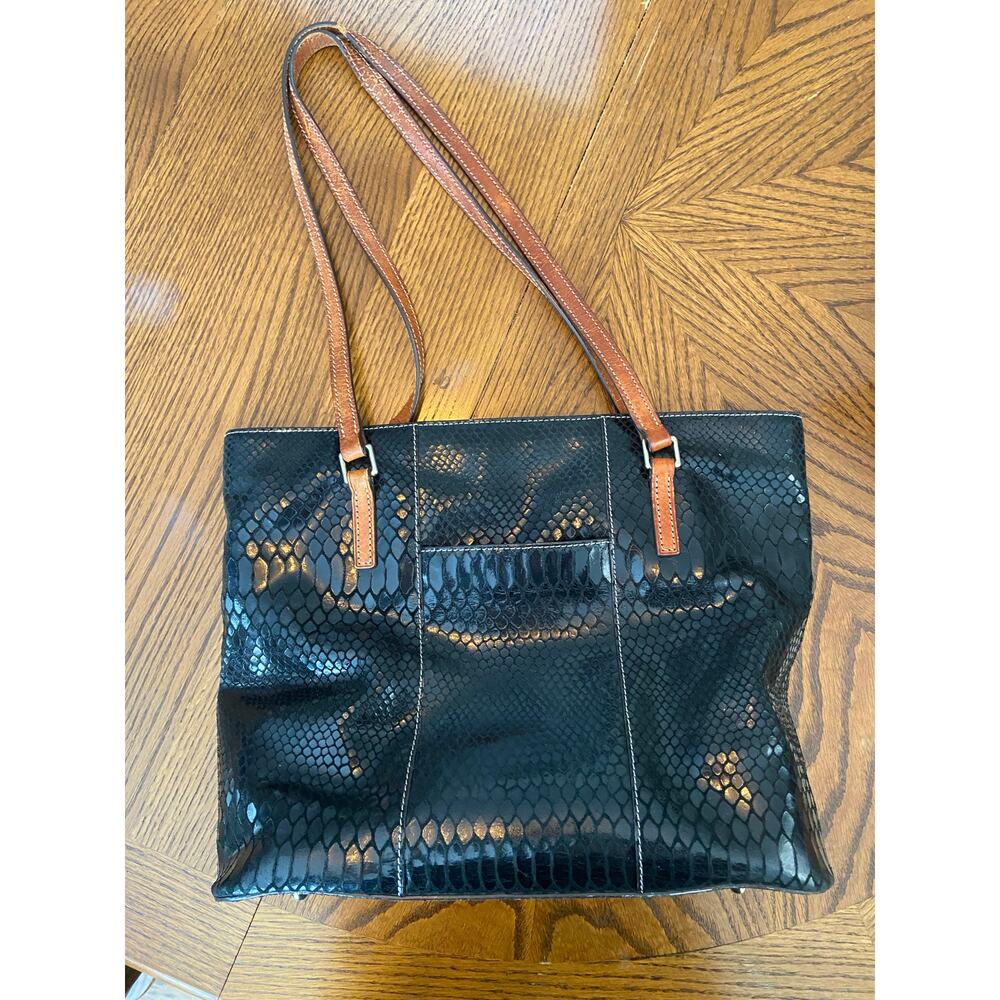 Dooney & Bourke black reptile embossed Lexington Shopper Tote - Picture 9 of 11